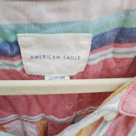 American Eagle striped summer button-up top - Picture 5 of 7